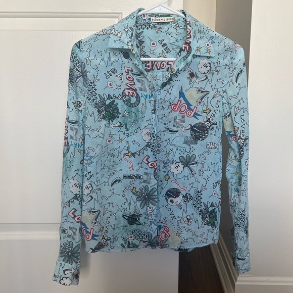 Alice + Olivia Tops - Alice + Olivia Printed Blouse- Size XS; Excellent Condition